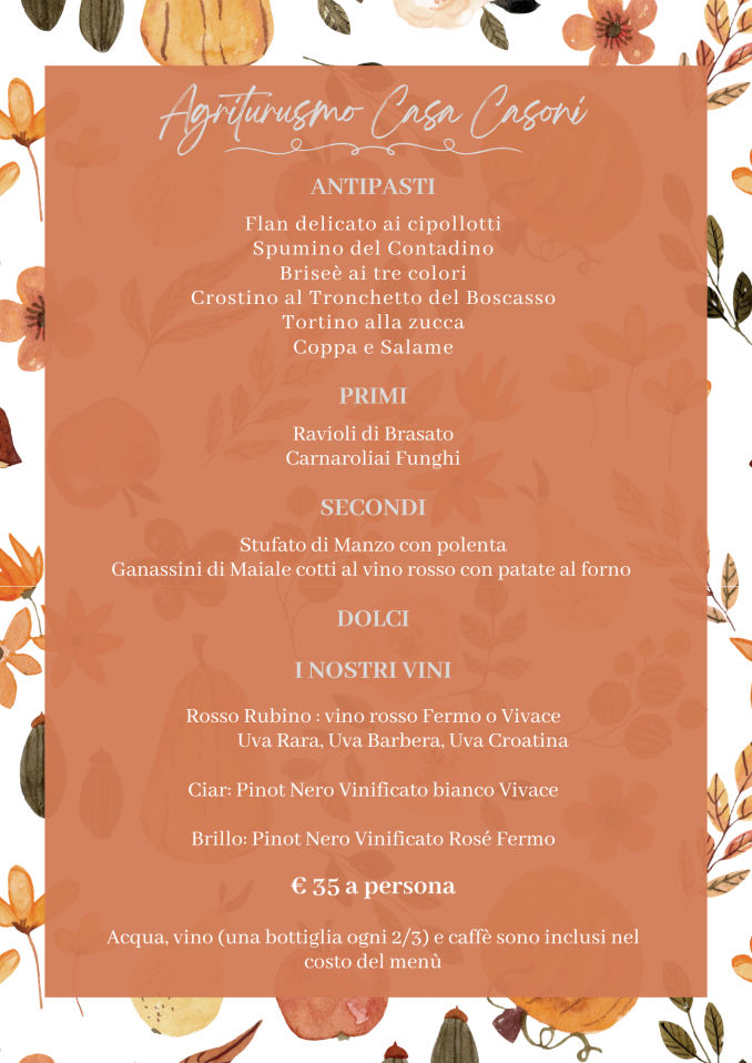 Sabato 8 e Domenica 9 Novembre - CASA CASONI